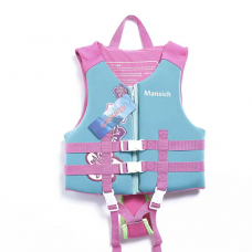 Спасательный детский жилет "SBART" K04  р. XL, материал неопрен, цвет: розово-бирюзовый