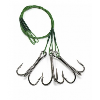 Поводок стальной NAMAZU Leader 1х7 Nylon Coated Green, d-0,48 мм, L-40 см, с тройным крючком 35647 R