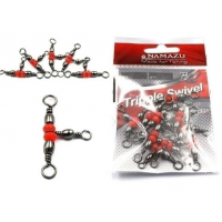 Вертлюг тройной Namazu TRIPPLE SWIVEL, латунь, цв. BN, р. 3 х 5, test-32 кгN-FT-TS3