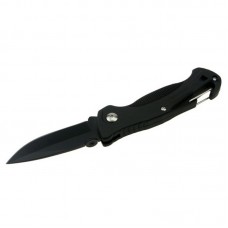 Нож складной "Ganzo" с зажимом и встроенным свистком, дл.клинка 75 мм, сталь 420С, цв.чёрный/G611-BG