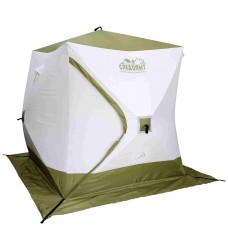 Палатка зимняя куб СЛЕДОПЫТ "Premium" 1,8х1,8 м, 3-х местная, 3 слоя, цв. белый/олива PF-TW-13