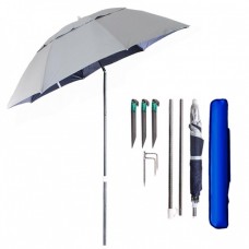 Зонт с наклоном для пляжа"HUSKY"с антиветровым клапаном 185 см серый