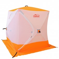 Палатка зимняя куб СЛЕДОПЫТ 1,5 х1,5 м, Oxford 210D PU 1000, 2-местная, цв. бело-оранж PF-TW-09