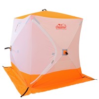 Палатка зимняя куб СЛЕДОПЫТ 1,5 х1,5 м, Oxford 240D PU 1000, 2-местная, цв. бело-оранж PF-TW-01