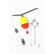 Снасть "Толстолобик"  с поплавком  "Hongye"для светлячка 100 гр./груз.кап. 50гр./жел-крас.